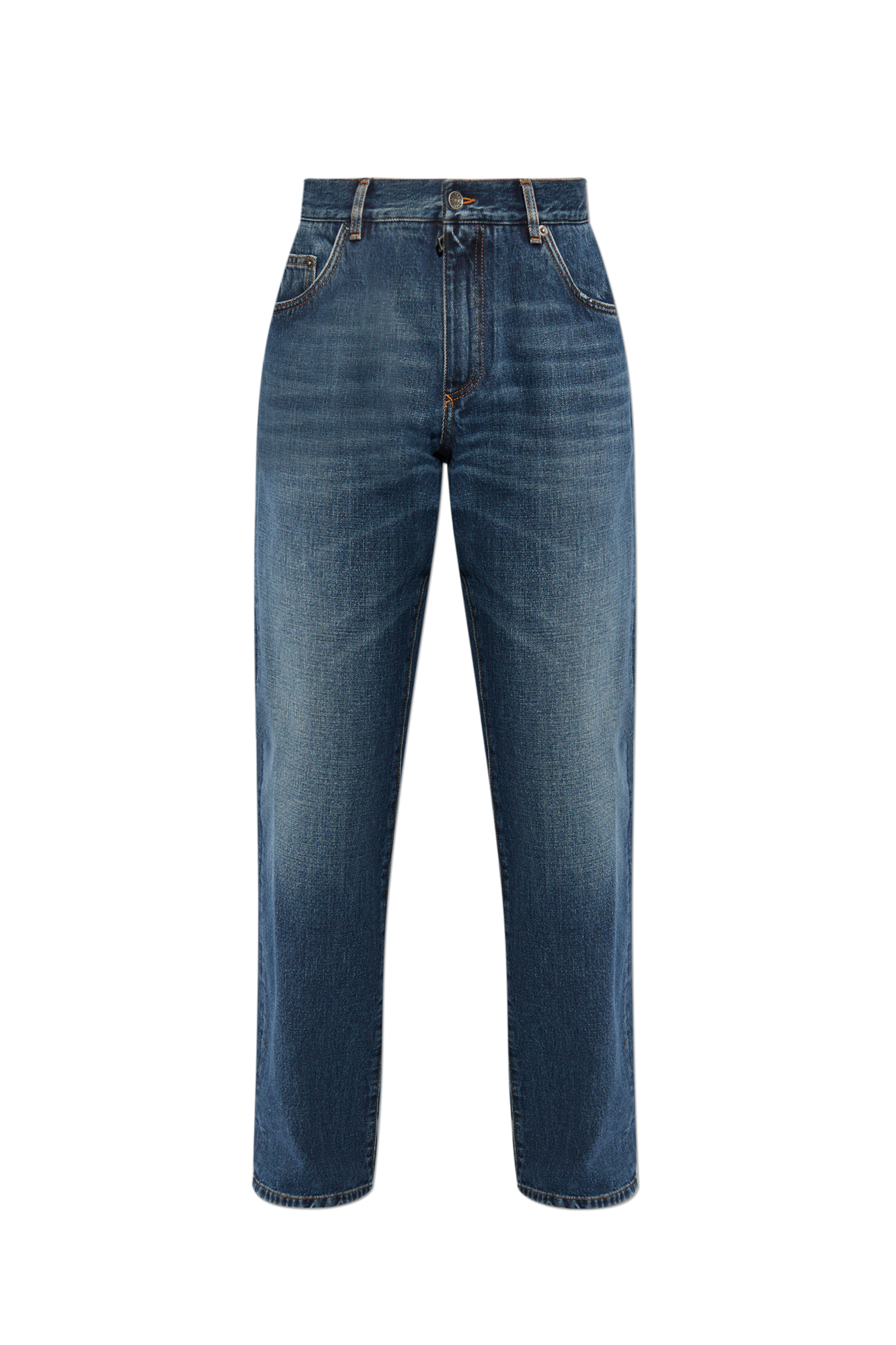 Dolce & Gabbana Navy Blue Floral Turn-up Jeans main image 1